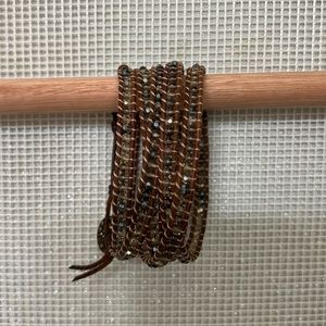 Brown Neutral Crystal Wrap Bracelet